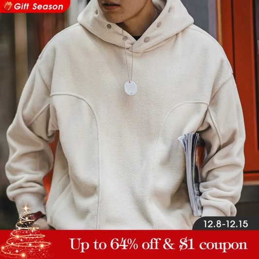 Maden Casual Double-sided Polar Fleece Hooded Sweatshirt