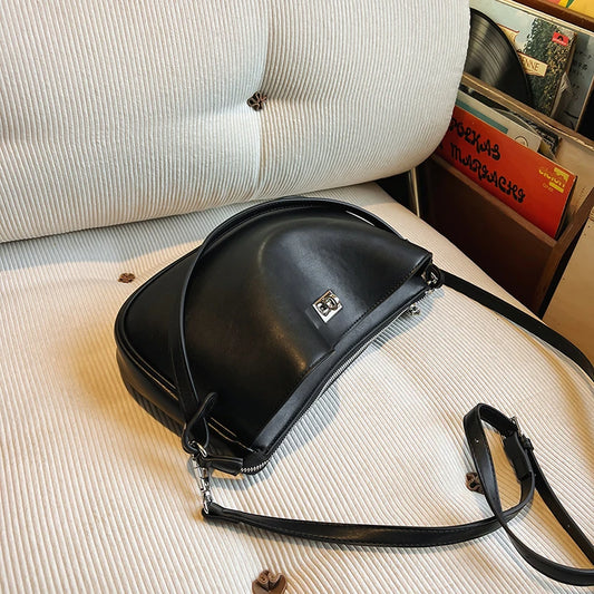 Luxury Metal Lock Buckle Crossbody Shoulder Bag