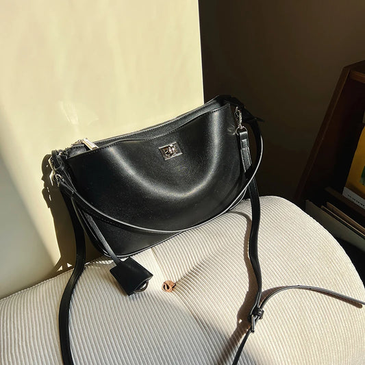 Luxury Metal Lock Buckle Crossbody Shoulder Bag