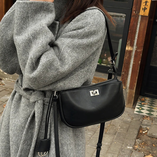 Luxury Metal Lock Buckle Crossbody Shoulder Bag