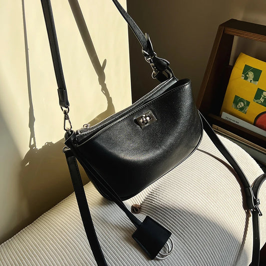 Luxury Metal Lock Buckle Crossbody Shoulder Bag