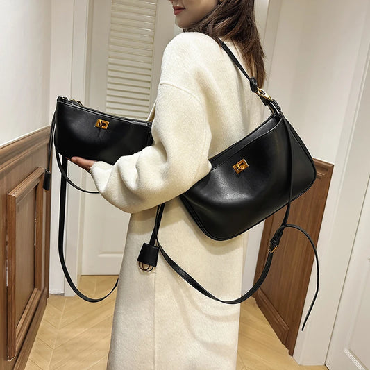 Luxury Metal Lock Buckle Crossbody Shoulder Bag