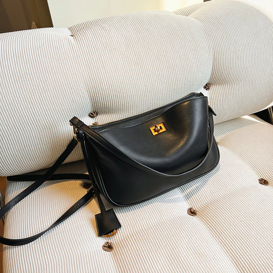 Luxury Metal Lock Buckle Crossbody Shoulder Bag