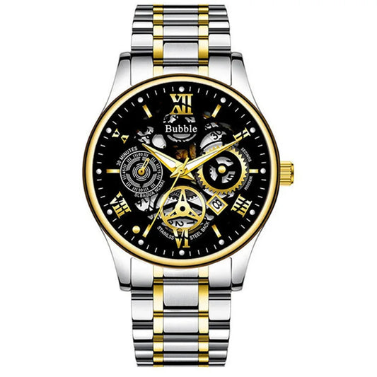Luxury Versatile Quartz Wristwatches Waterproof Roman Hollow Male's Clock Watch