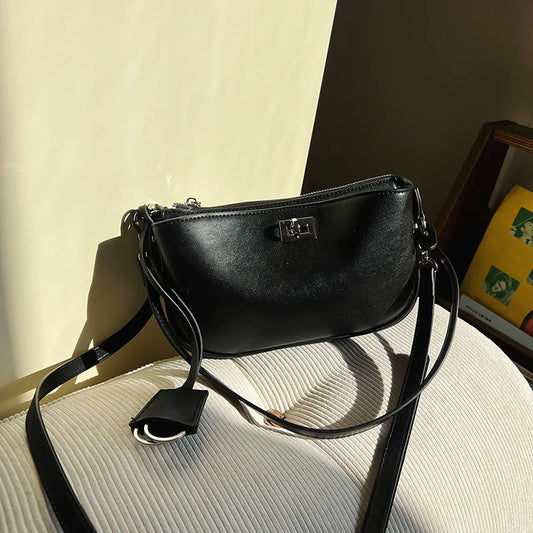 Luxury Metal Lock Buckle Crossbody Shoulder Bag