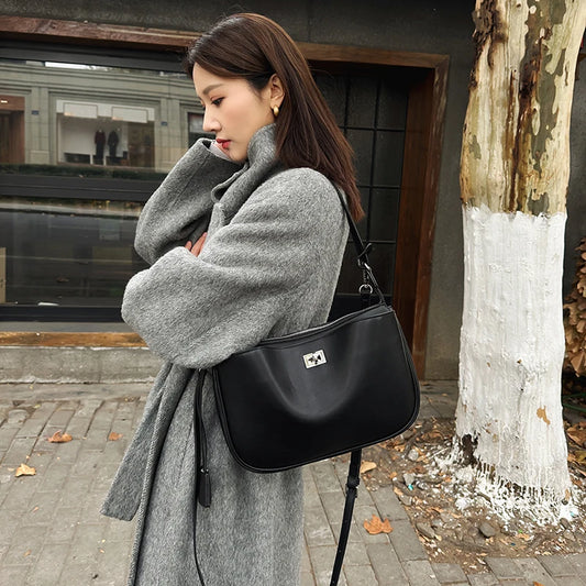 Luxury Metal Lock Buckle Crossbody Shoulder Bag