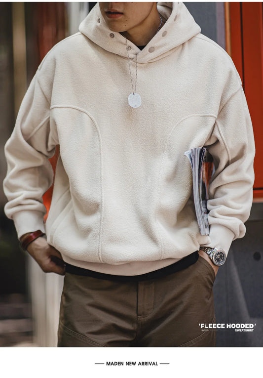Maden Casual Double-sided Polar Fleece Hooded Sweatshirt
