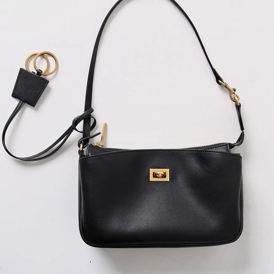 Luxury Metal Lock Buckle Crossbody Shoulder Bag