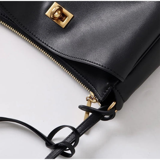 Luxury Metal Lock Buckle Crossbody Shoulder Bag