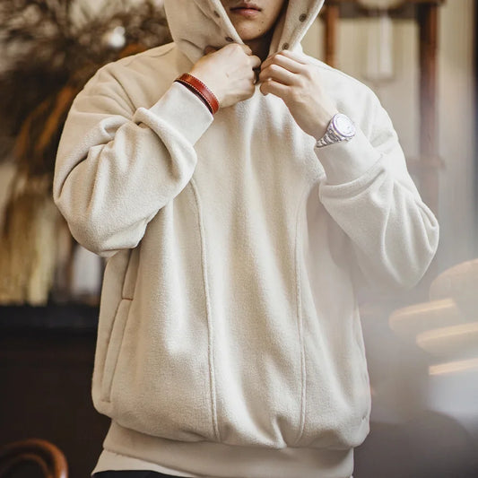 Maden Casual Double-sided Polar Fleece Hooded Sweatshirt