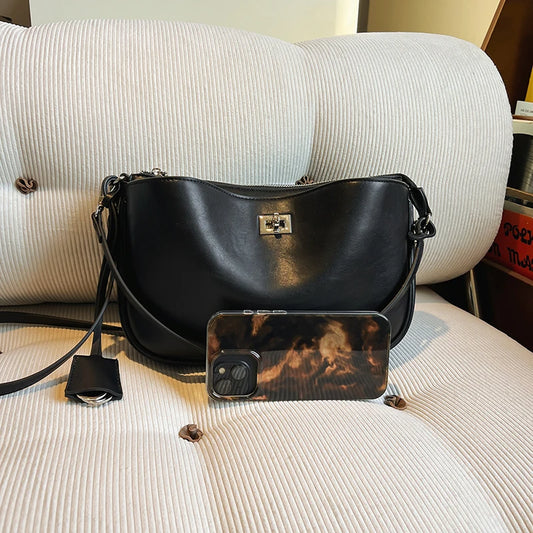 Luxury Metal Lock Buckle Crossbody Shoulder Bag