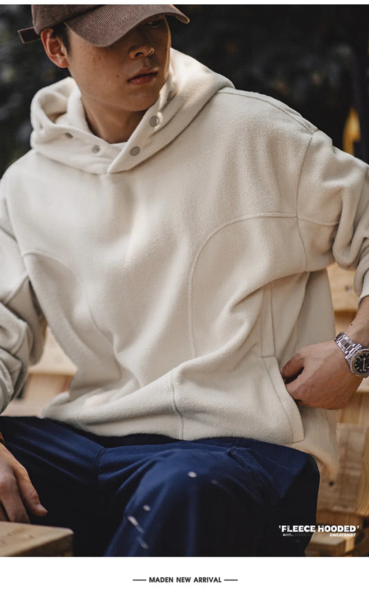 Maden Casual Double-sided Polar Fleece Hooded Sweatshirt
