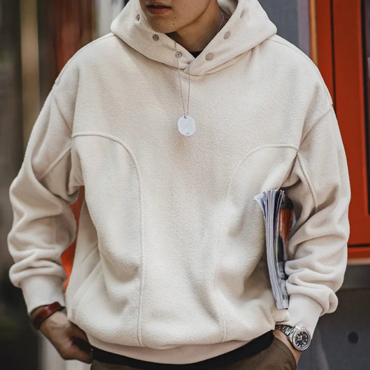 Maden Casual Double-sided Polar Fleece Hooded Sweatshirt