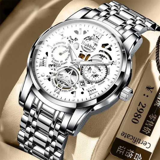 Luxury Versatile Quartz Wristwatches Waterproof Roman Hollow Male's Clock Watch