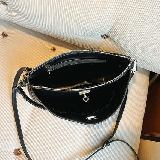 Luxury Metal Lock Buckle Crossbody Shoulder Bag