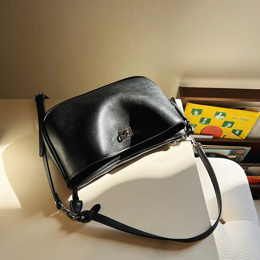 Luxury Metal Lock Buckle Crossbody Shoulder Bag