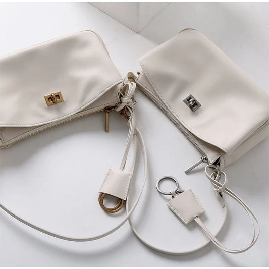 Luxury Metal Lock Buckle Crossbody Shoulder Bag