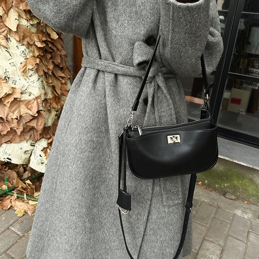 Luxury Metal Lock Buckle Crossbody Shoulder Bag
