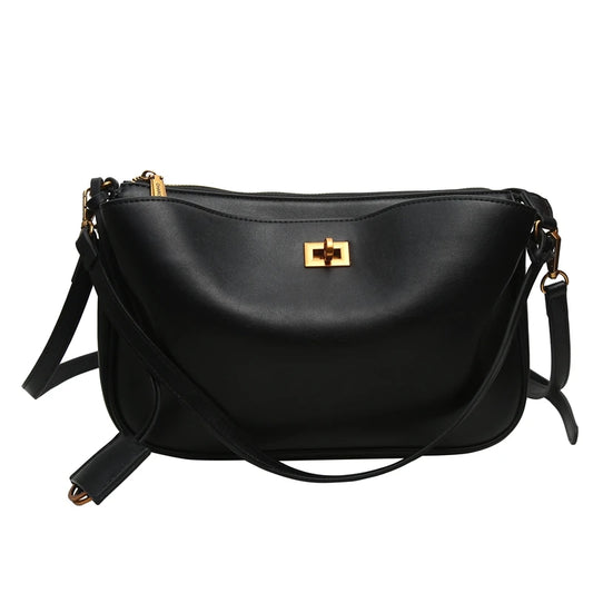 Luxury Metal Lock Buckle Crossbody Shoulder Bag