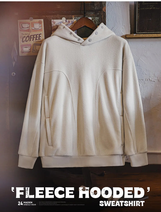 Maden Casual Double-sided Polar Fleece Hooded Sweatshirt