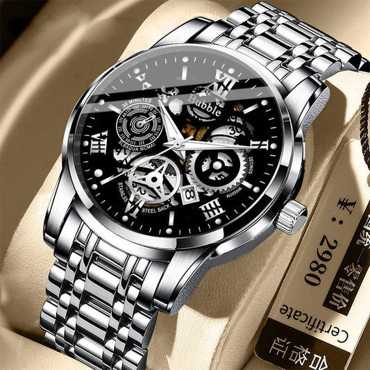 Luxury Versatile Quartz Wristwatches Waterproof Roman Hollow Male's Clock Watch