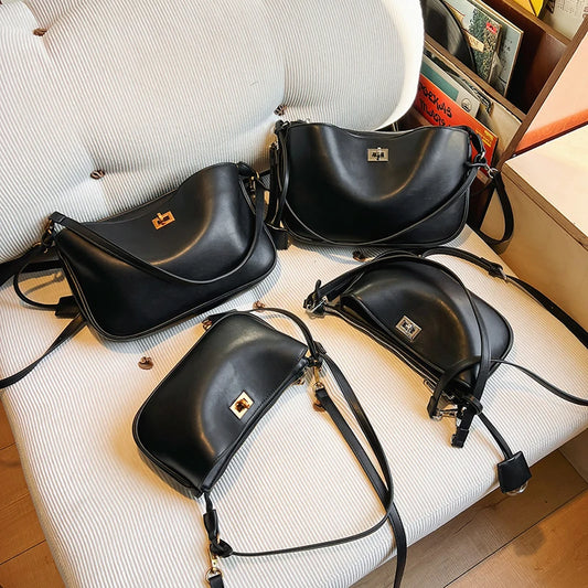 Luxury Metal Lock Buckle Crossbody Shoulder Bag