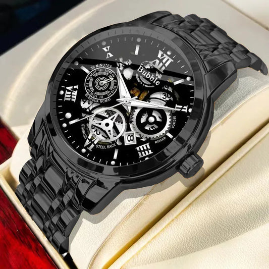 Luxury Versatile Quartz Wristwatches Waterproof Roman Hollow Male's Clock Watch