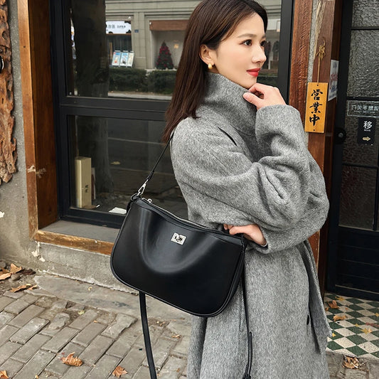 Luxury Metal Lock Buckle Crossbody Shoulder Bag