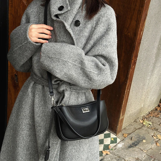 Luxury Metal Lock Buckle Crossbody Shoulder Bag