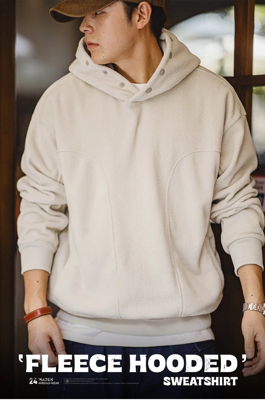 Maden Casual Double-sided Polar Fleece Hooded Sweatshirt