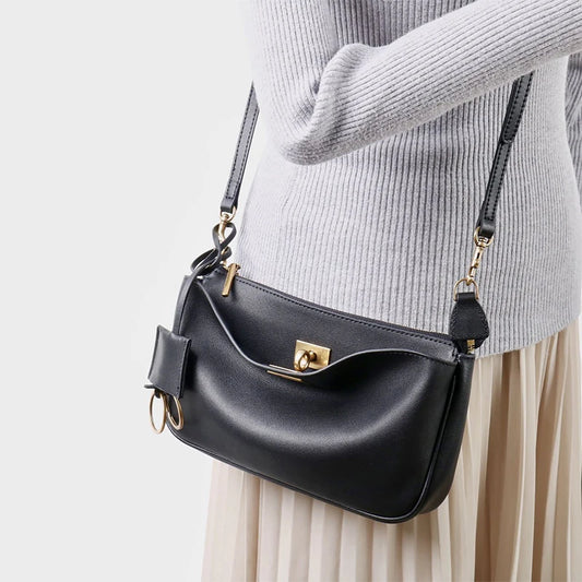 Luxury Metal Lock Buckle Crossbody Shoulder Bag
