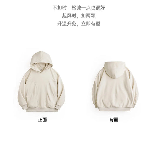 Maden Casual Double-sided Polar Fleece Hooded Sweatshirt