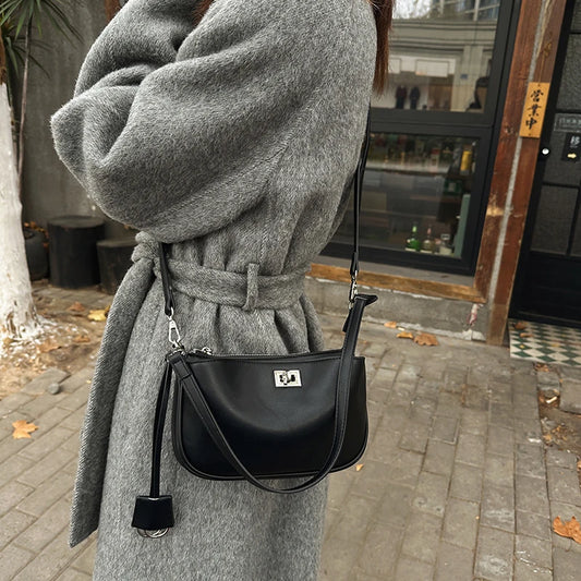 Luxury Metal Lock Buckle Crossbody Shoulder Bag